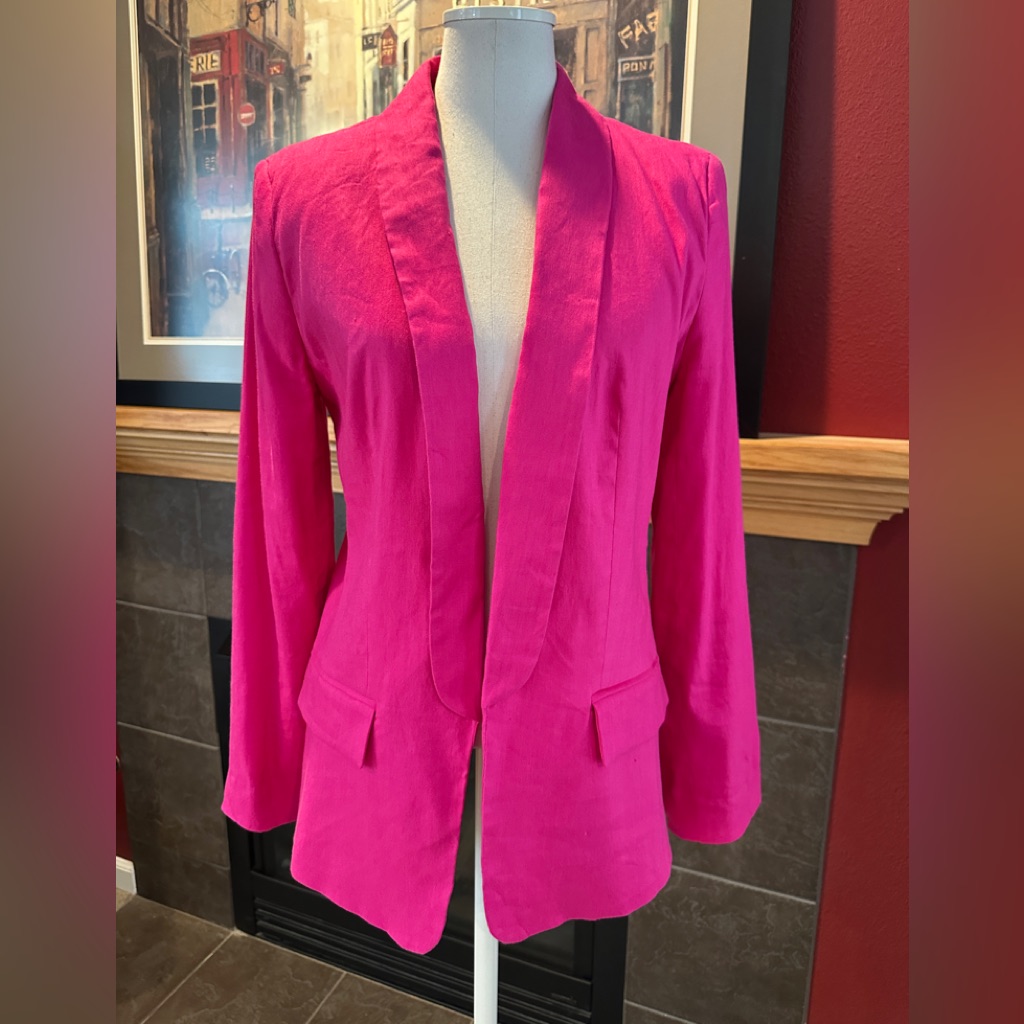 Loft Bright Hot Pink Open Front Blazer